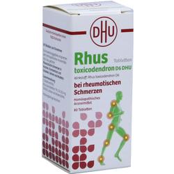 Eine Packung homöopathischer Tabletten gegen rheumatische Schmerzen.